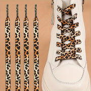 Unisex Polyester Flat Shoelaces Yellow Leopard Print Durable Sneaker Boot Laces