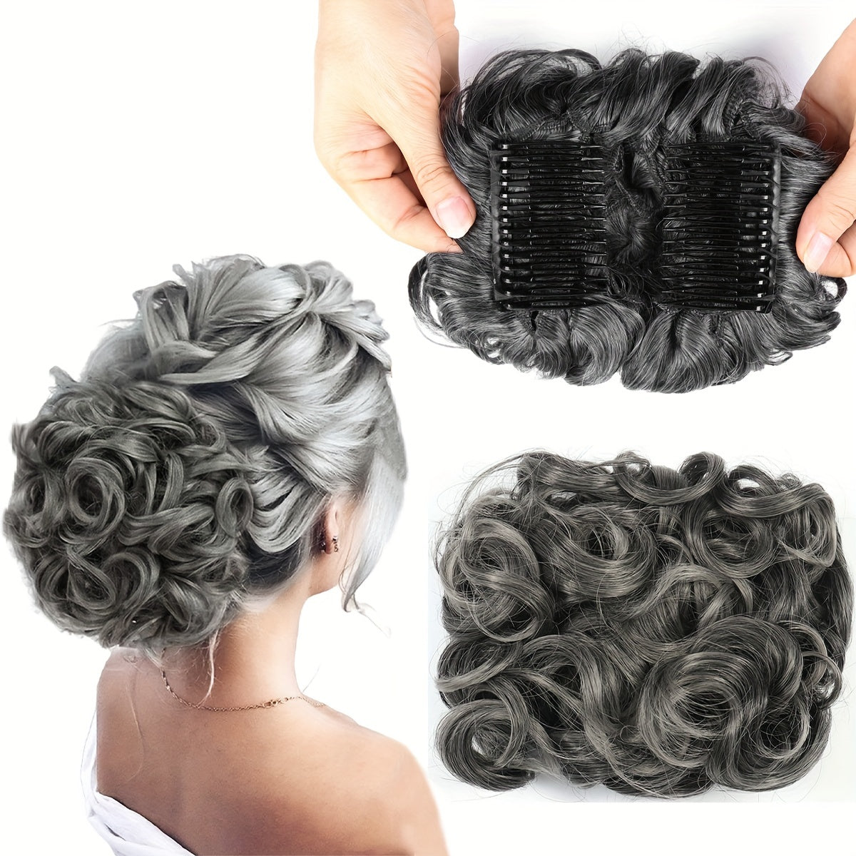 Women's Blonde Synthetic Messy Bun Hair Piece with Flowy Wavy Style