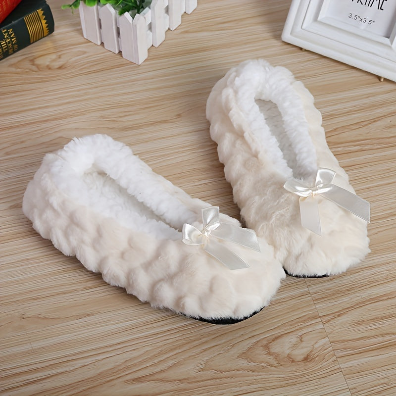 Women's Fleece-Lined Plush Slippers Non-Slip Home Shoes Multiple Colors