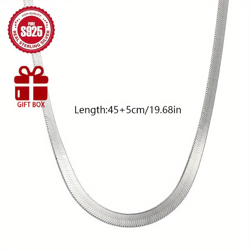 Sterling Silver Snake Bone Necklace with 18K Gold Plating Hypoallergenic Clavicle Chain Minimalist Jewelry for Women