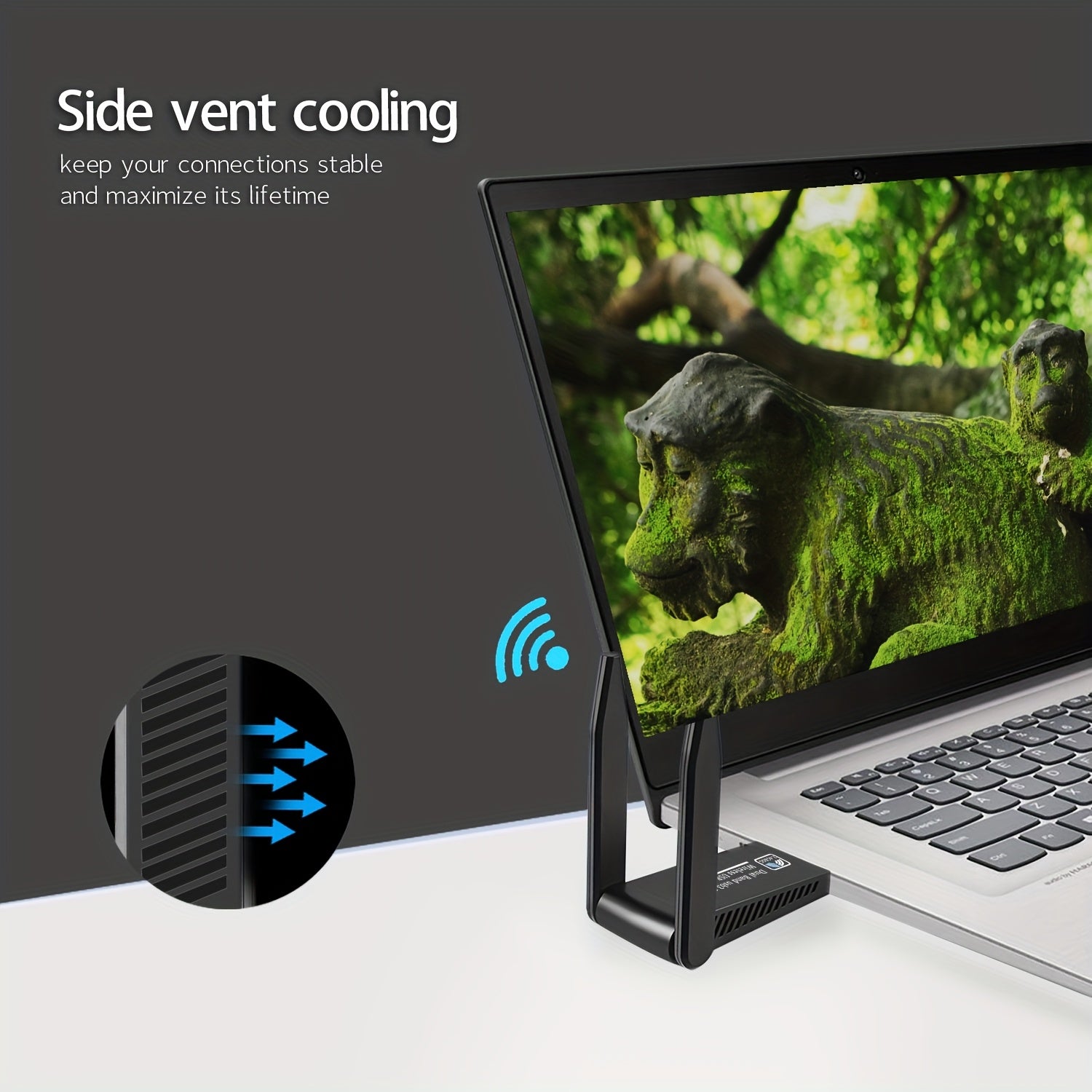 Windows MacOS uchun 5dBi antennalar bilan 1300Mbps Dual Band USB WiFi adapteri