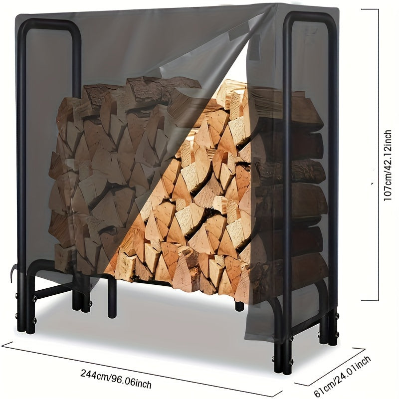 Waterproof Firewood Rack Cover for 4ft and 8ft Racks Outdoor Weatherproof Dust Wind Resistant