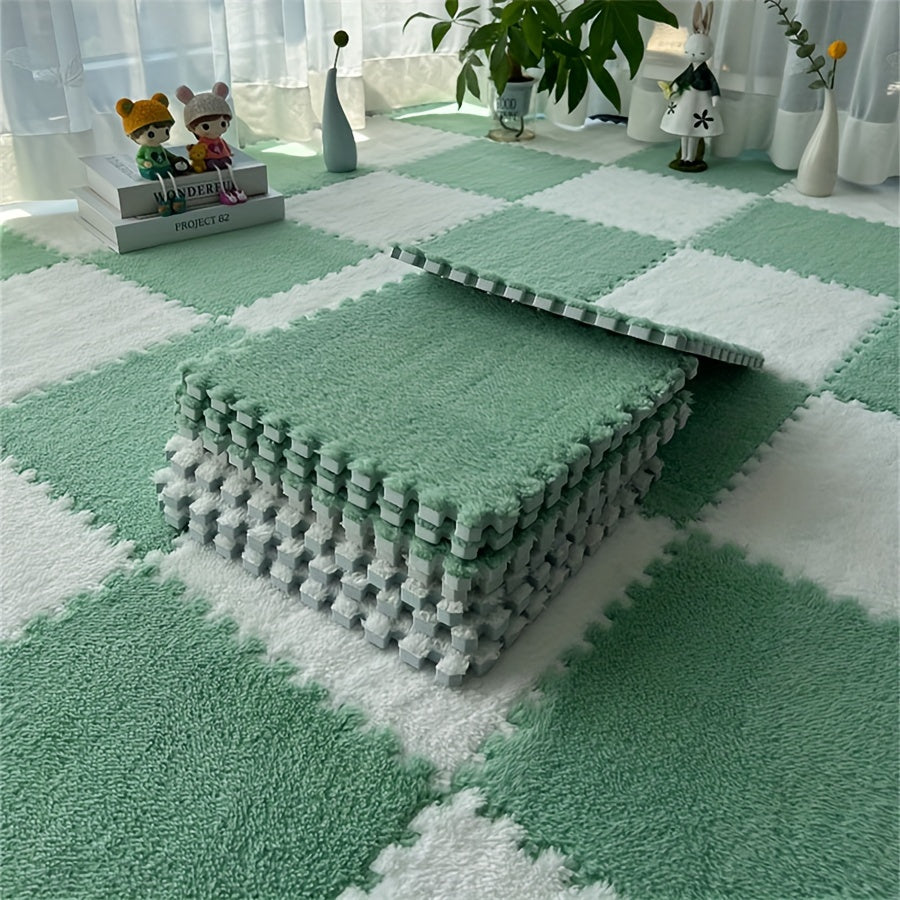 12Pcs Carpet Rugs for Bedroom Living Room Washable Soft Anti-Fall 11.8x11.8 Inches