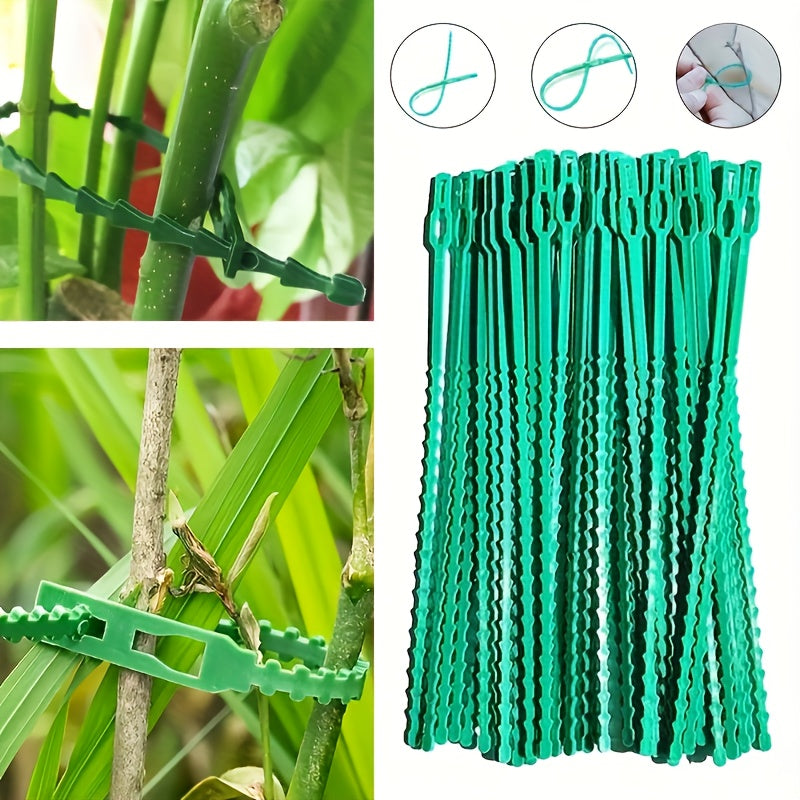 100 Pcs Green Plastic Plant Ties Garden Support Clips for Vines and Flowers