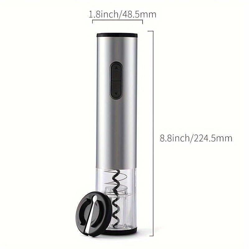 Stainless Steel Electric Wine Opener with Spiral Drill and Batteries 22cm