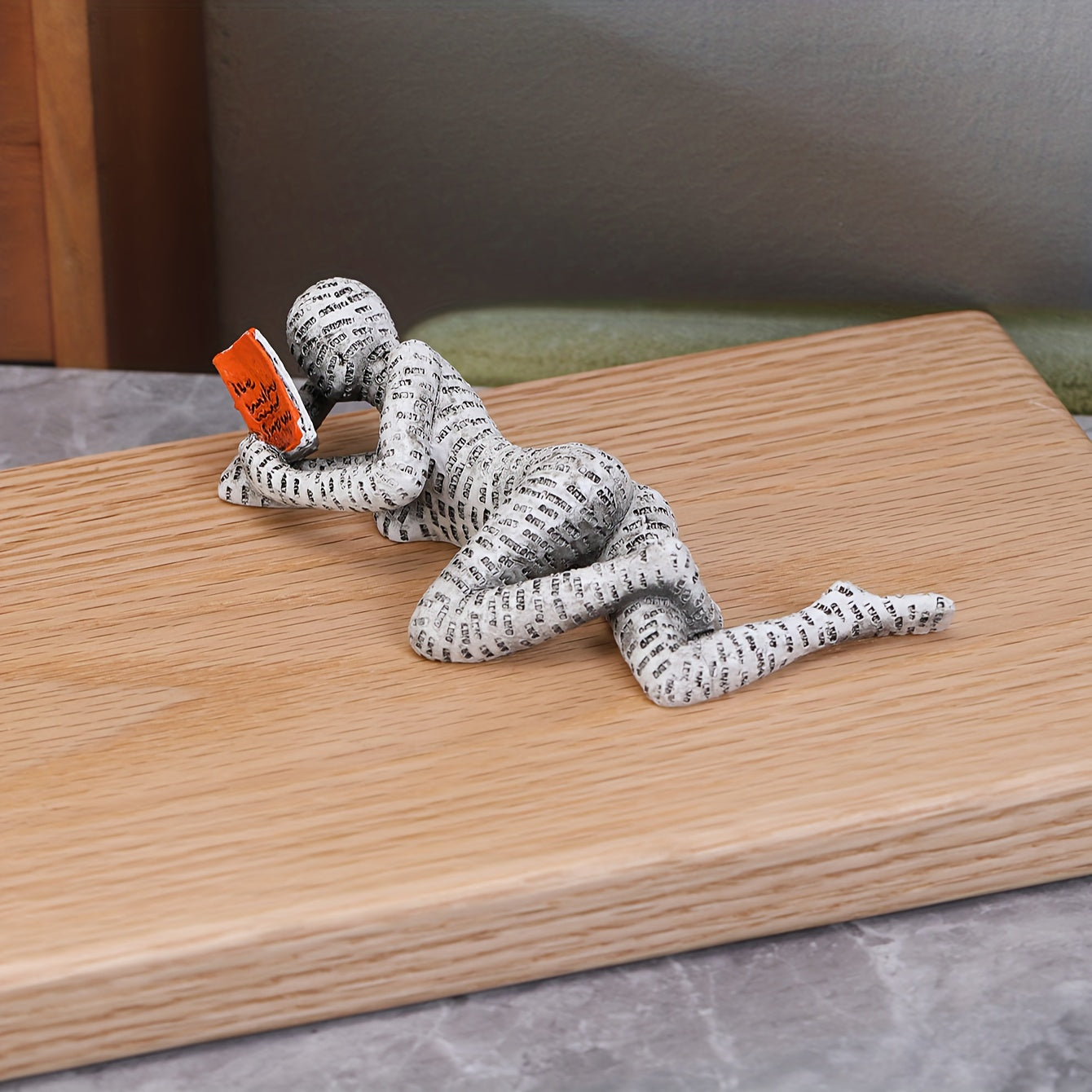 Resin Sculpture of Woman Reading Abstract Scandinavian Modern Decor for Bedroom or Living Room