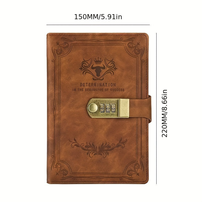 A5 Retro Parol yozuv kitobi, qulflangan, vintage fantastika uslubi