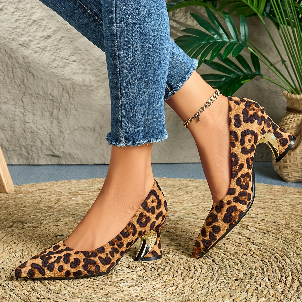 Women's Fashion Small Square Toe High Heels Comfortable Chunky Heels Casual Shoes