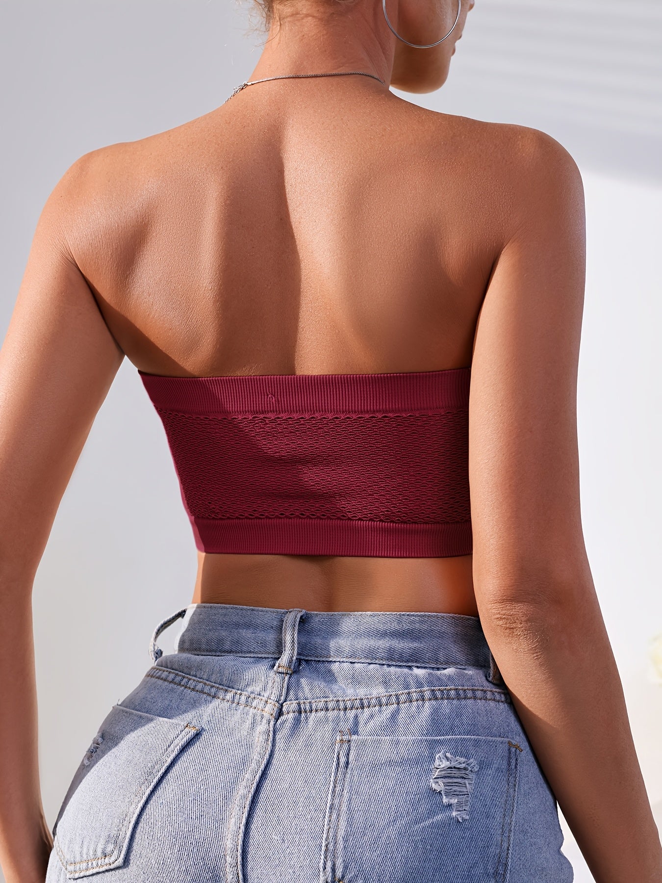 Women's Solid Color Tube Top 5-Pack Mesh Seamless High Elasticity