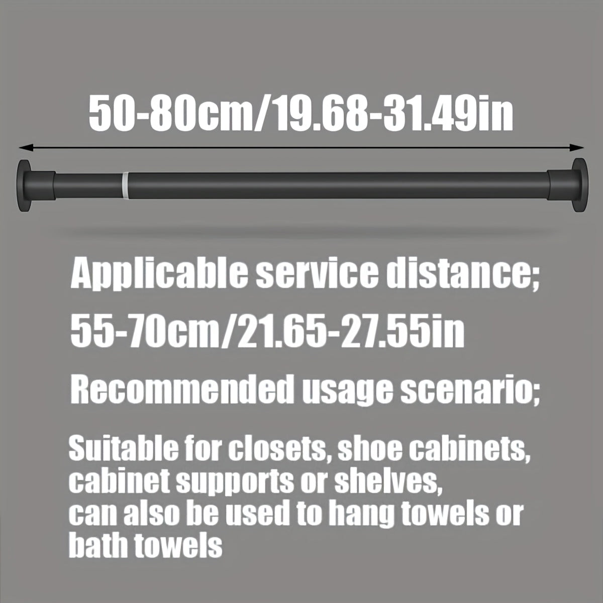 Moslashuvchan Rustproof Metal Curtain Rod Uzaytiradigan G'ichqichli Tension uchun Hammom, shkaf, deraza, eshik