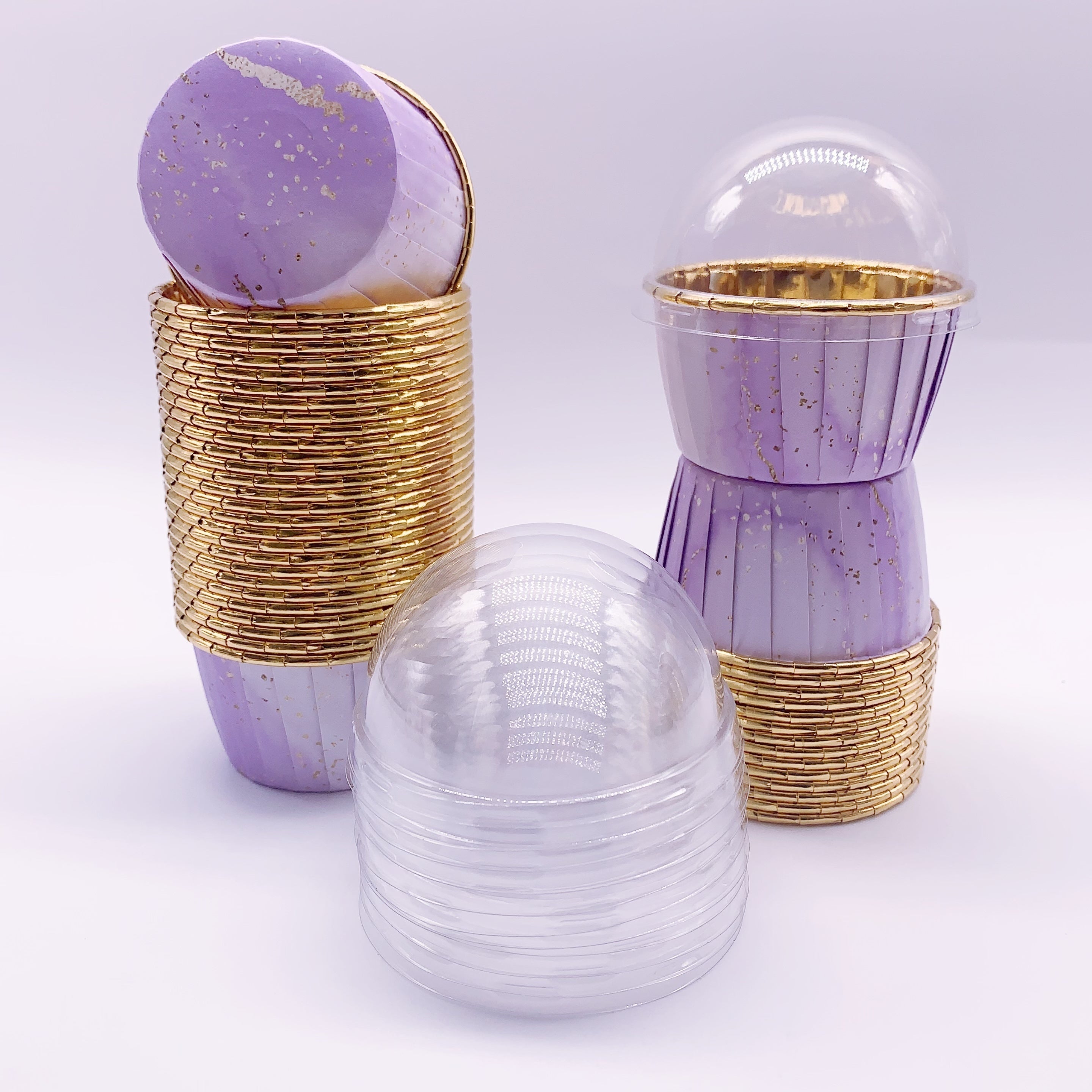 50 ta yaltiroq, bir foydalanish uchun mo'ljallangan kekchilik qobig'i, issiqlikka chidamli muffin pishirish asboblari