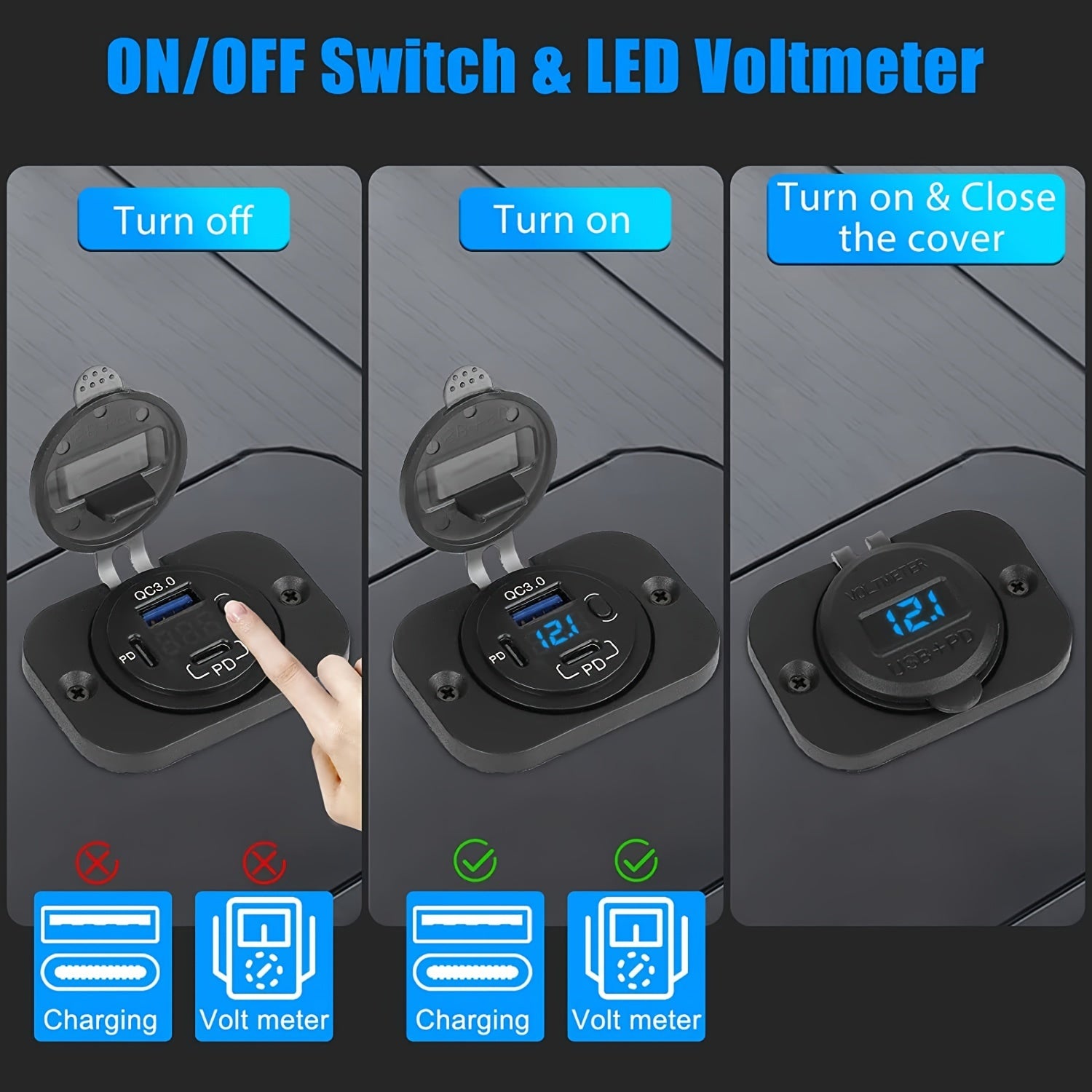 Fast Charging Car Charger USB Type-C QC3.0 Dual PD Ports LED Display