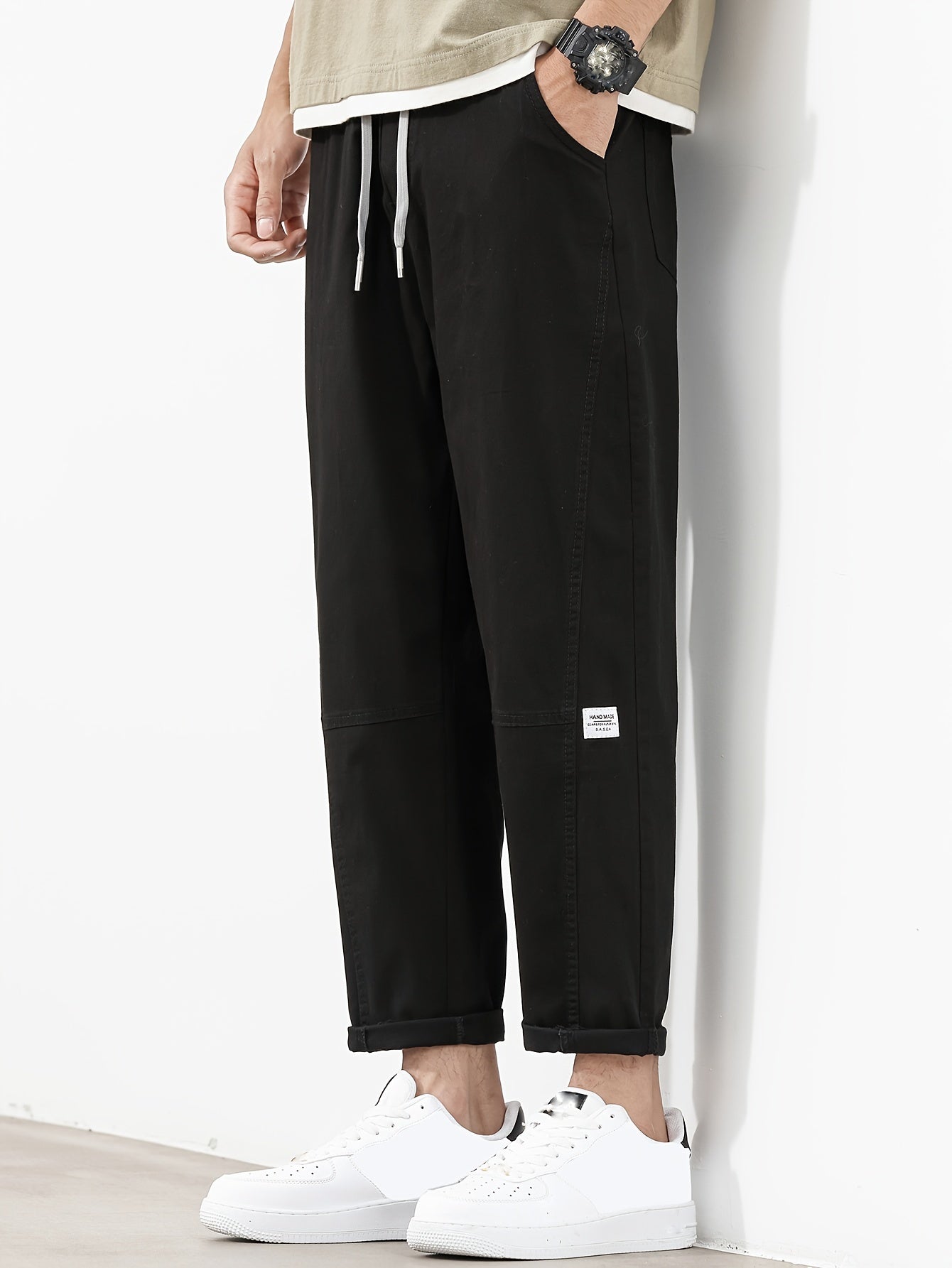 Pantalones cortos para hombre con bolsillos y estampado de alfabetos, de algodón, ajustados, de corte estrecho, casual, para todas las estaciones