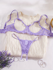 Lingerie Open-Back Lace Thong Set for Women