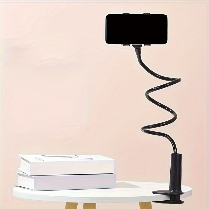 Soporte ajustable para teléfono con cuello de ganso y rotación de 360°, con pinza de escritorio impermeable de PVC para teléfonos inteligentes de hasta 13.97cm