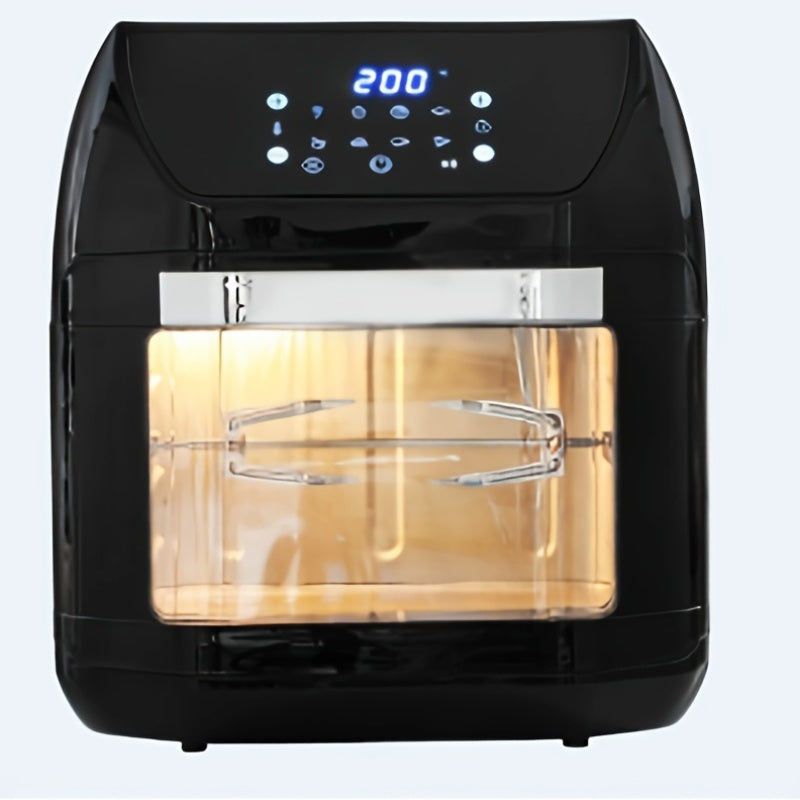 1200ml zanglamaydigan po'latdan yasalgan havo frayer, shaffof oynali LED displey bilan, yopishmaydigan savat