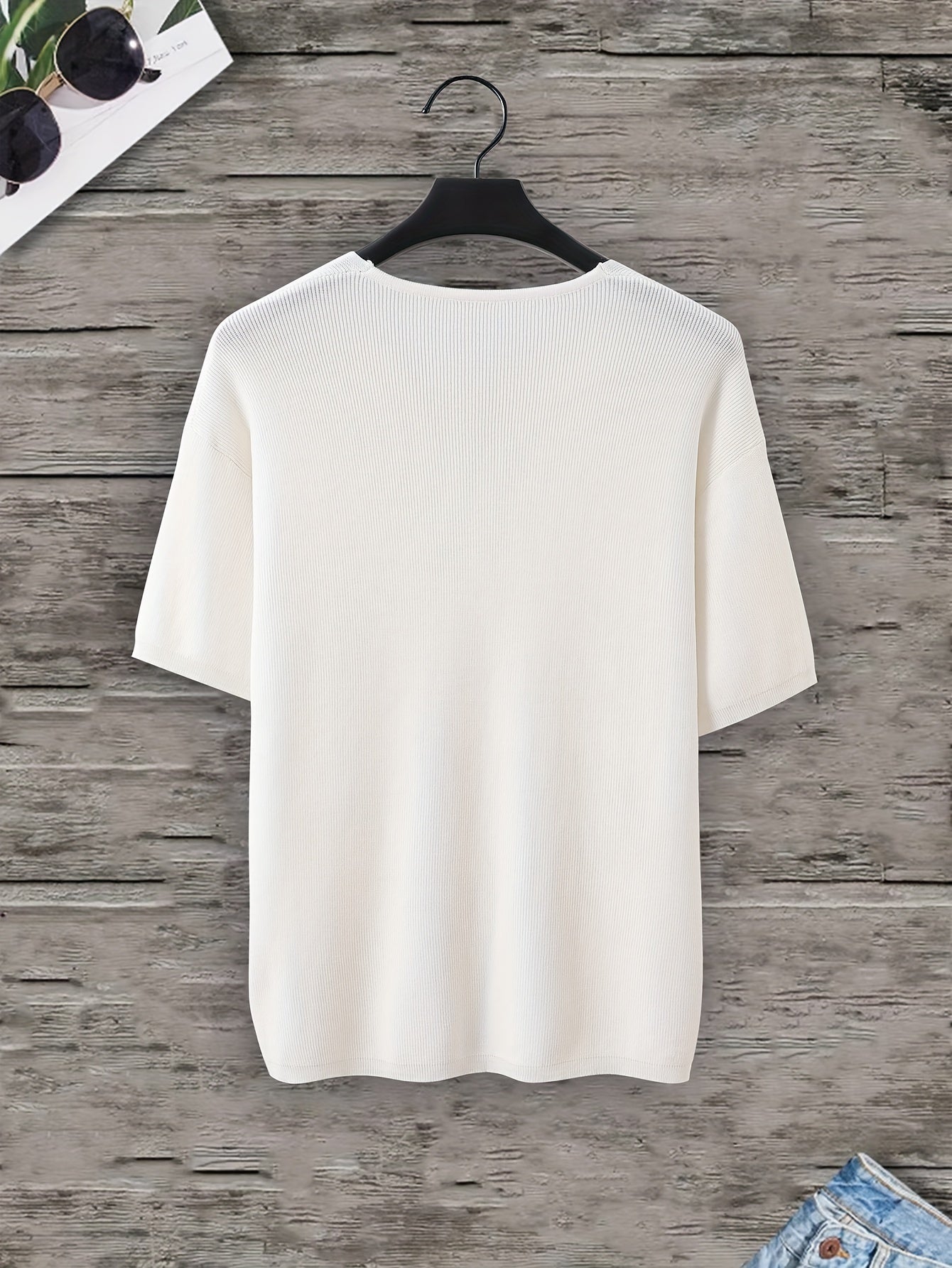 Мужской свитер с V-образным вырезом большого размера, летний свободный крой, однотонный