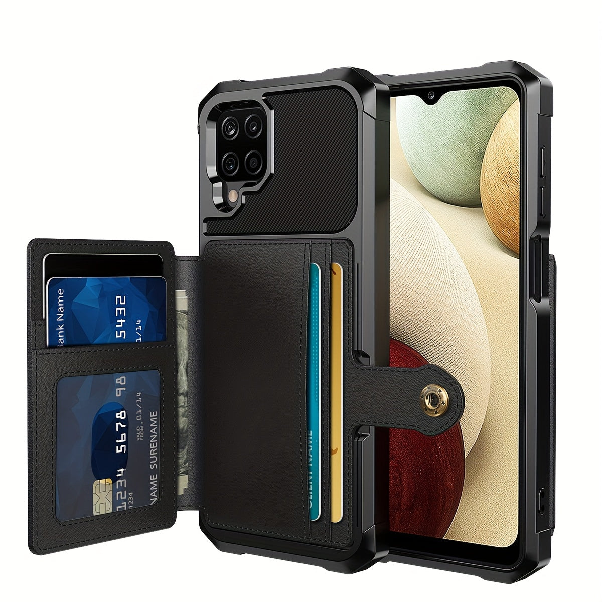 Faux Leather Card Holder Phone Case for Galaxy A55 5G A35 5G with Card Slot Shockproof Durable TPU Flip Wallet