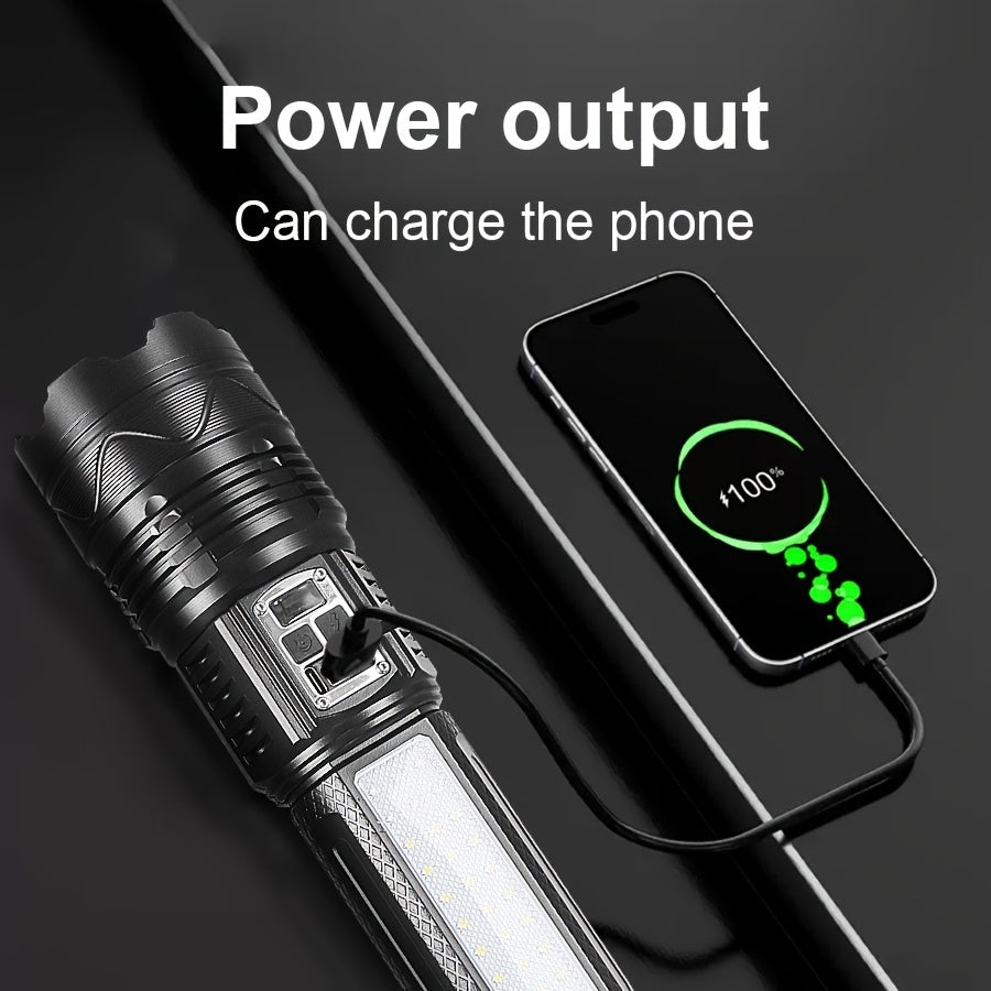 15000mAh Rechargeable LED Flashlight with Long Range Dual Controls for Camping Emergency