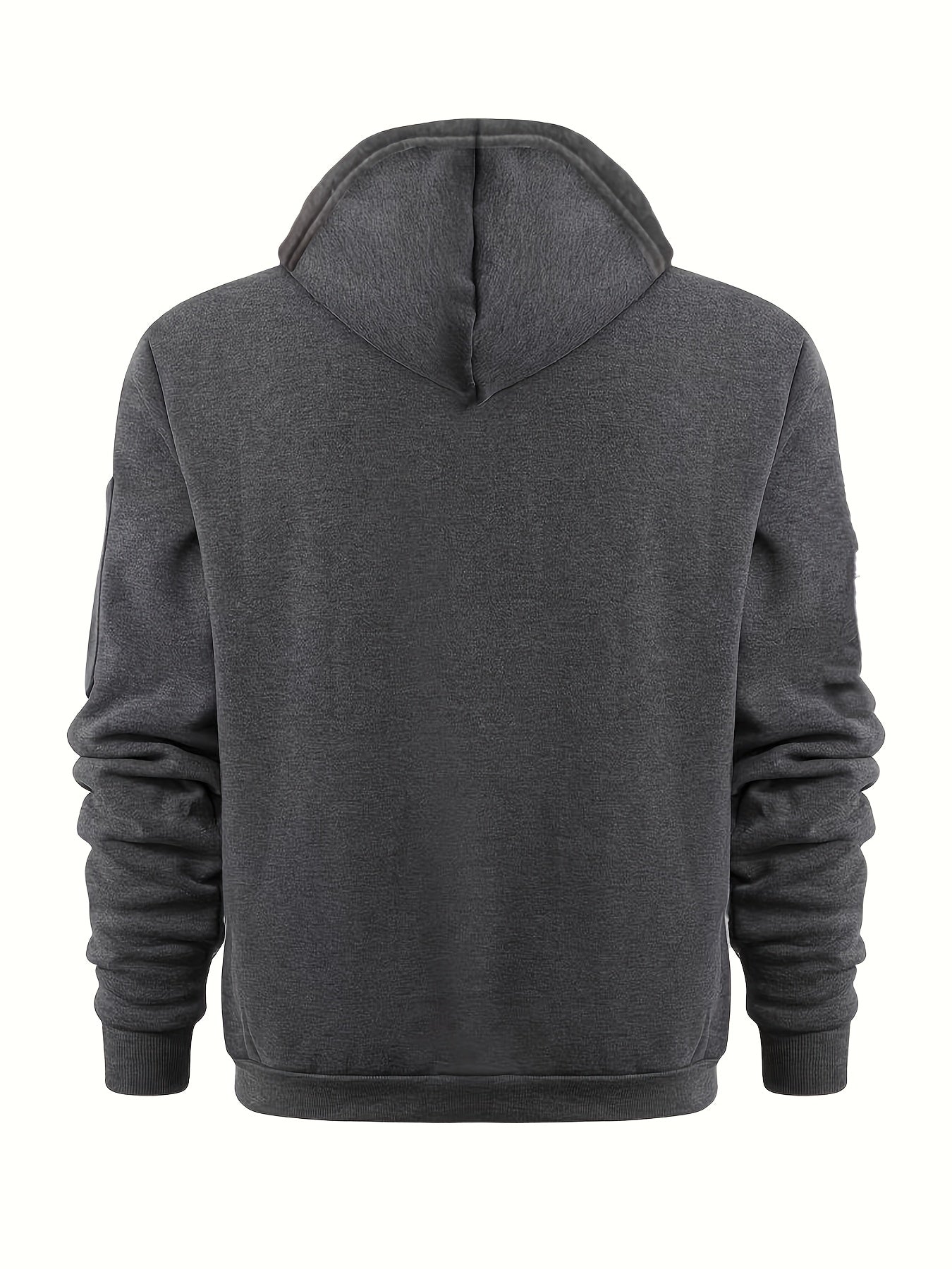 Men's Plus Size Casual Polyester Hoodie with Zipper Pockets and Drawstring Hood