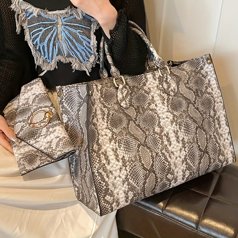 Девушки Клатч из змеиной кожи с застежкой-молнией, окрашенный край, черный, для осени-зимы 2024