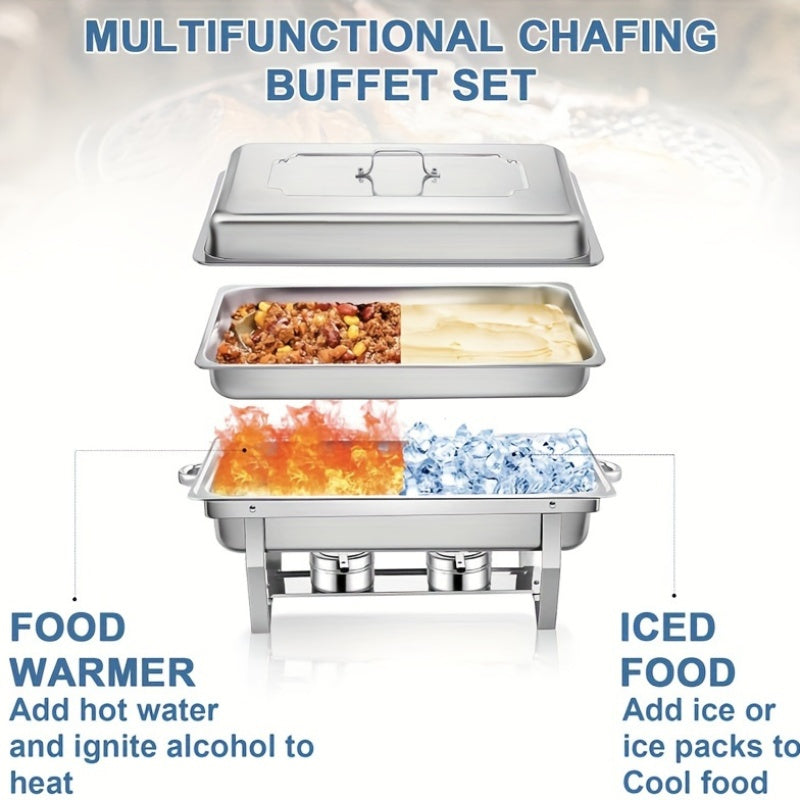 Stainless Steel Buffet Chafing Dishes Set with Lid for Catering and Home Use