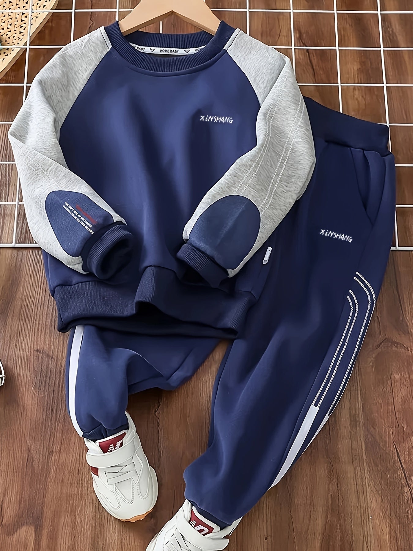 Boys' 2-Piece Casual Outfit Set Long Sleeve Letter Print Sweatshirt Joggers Cotton Blend Spring Fall