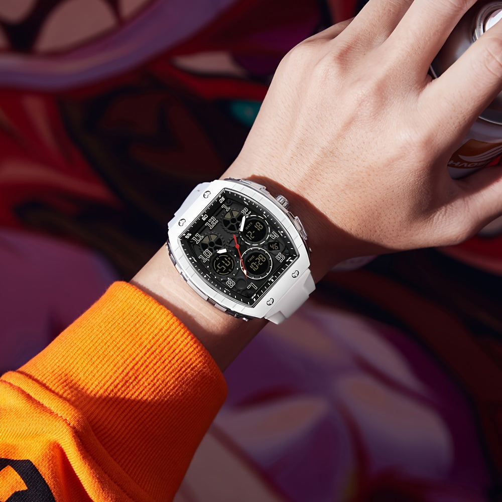 Men's Military Sports Wristwatch Silicone Strap Waterproof LED Clock Multiple Functions