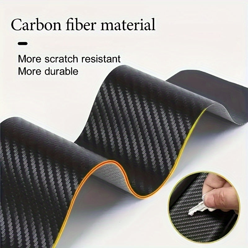 5Pcs Carbon Fiber Textured Door Sill Protectors Scratch-Resistant Black