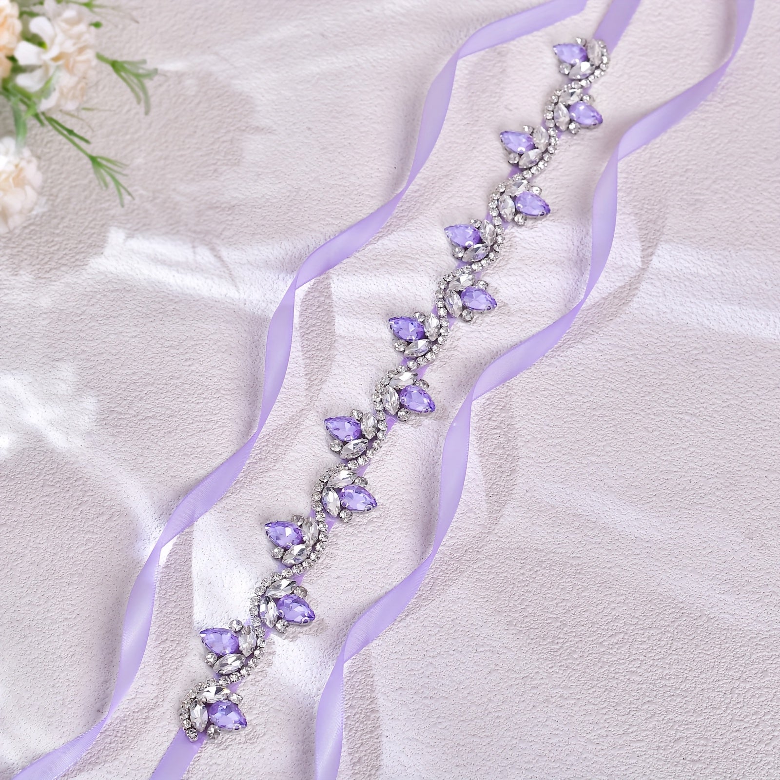 Cinturón de cintura con pedrería morada para vestidos de novia, fajín nupcial, accesorio exquisito