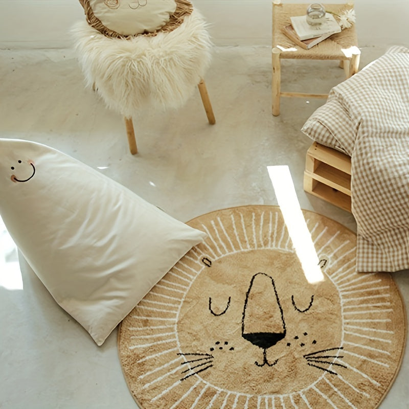 Cartoon Animal Area Rug Imitation Cashmere Thickened Floor Mat Play Mat for Bedroom and Kids Room