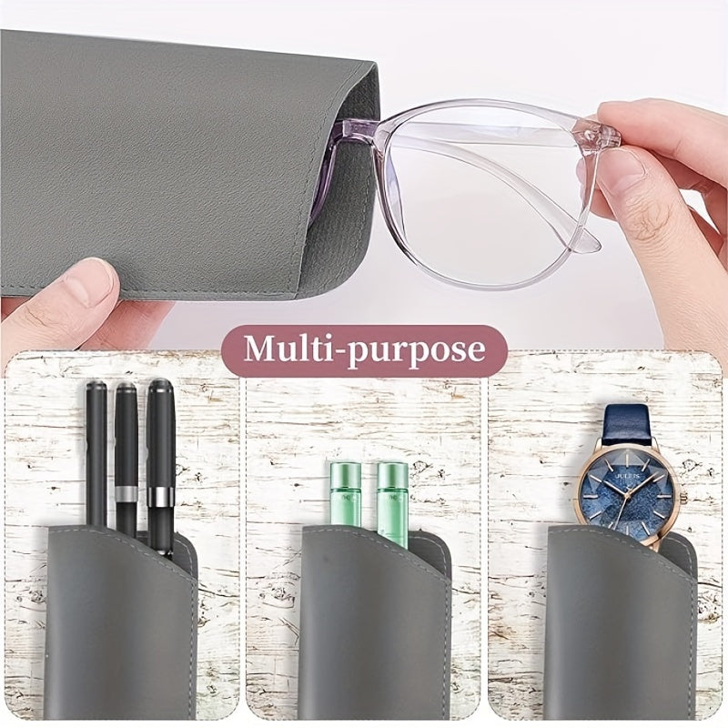 Funda de gafas de cuero sintético portátil en 8 colores