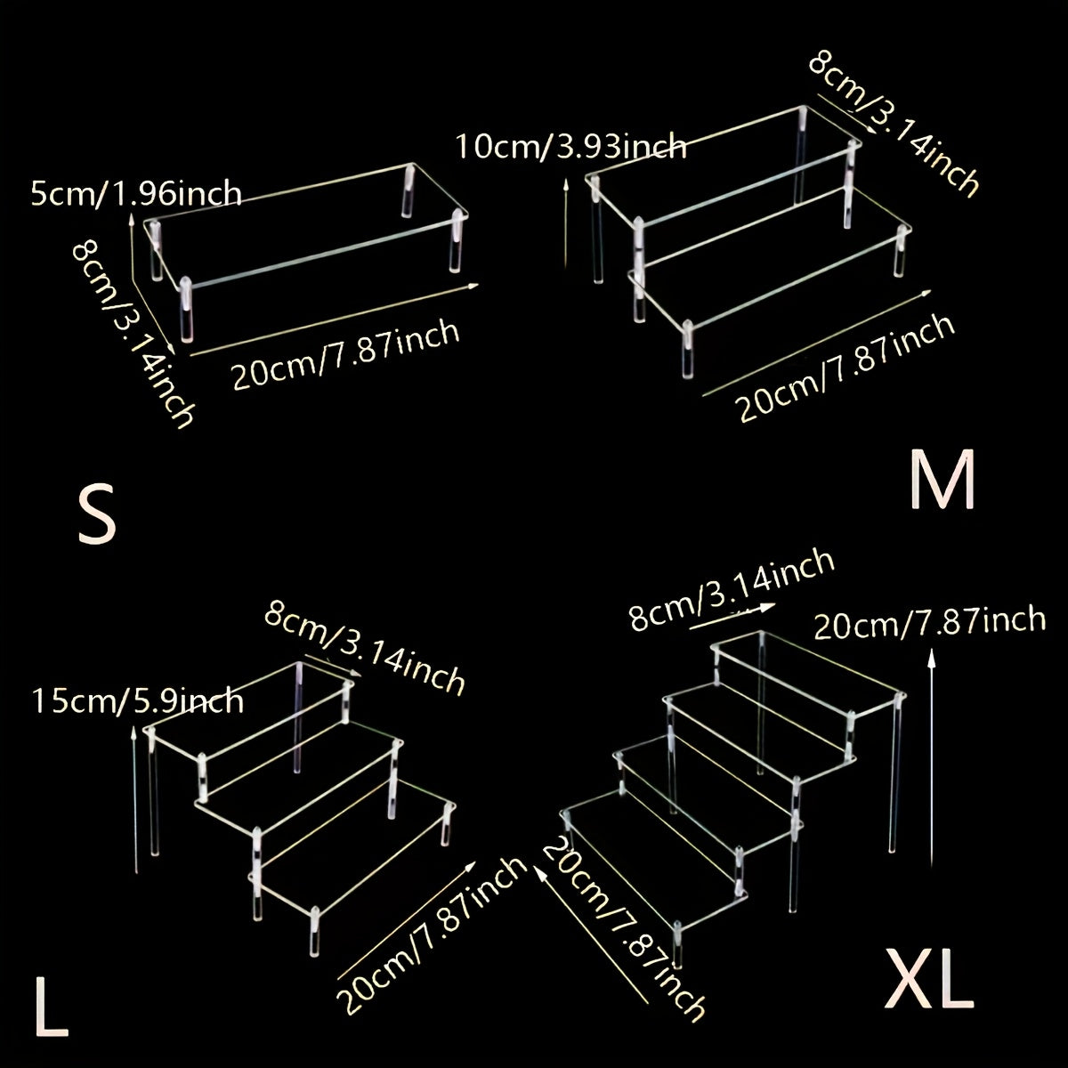 Clear Acrylic 4-Tier Storage Organizer Shelf for Kitchen, Office, and Crafts