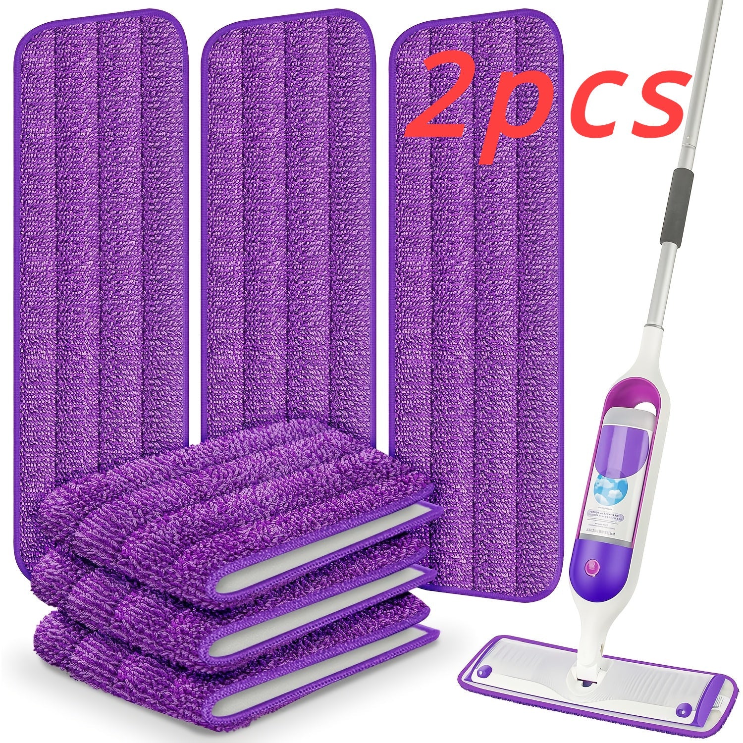 Set of 2 Microfiber Spray Mop Cloths Trapezoidal Electric Mop Pads Reusable
