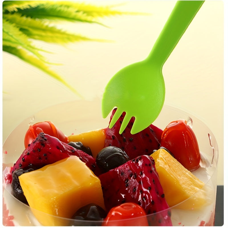 Shirinliklar uchun bir martalik plastmassa qoshiq va vilkalar to'plami, 50 yoki 100 dona