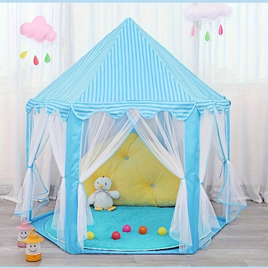 Pink Hexagonal Princess Castle Tent for Kids Indoor Outdoor Play 12M+ Polyester
