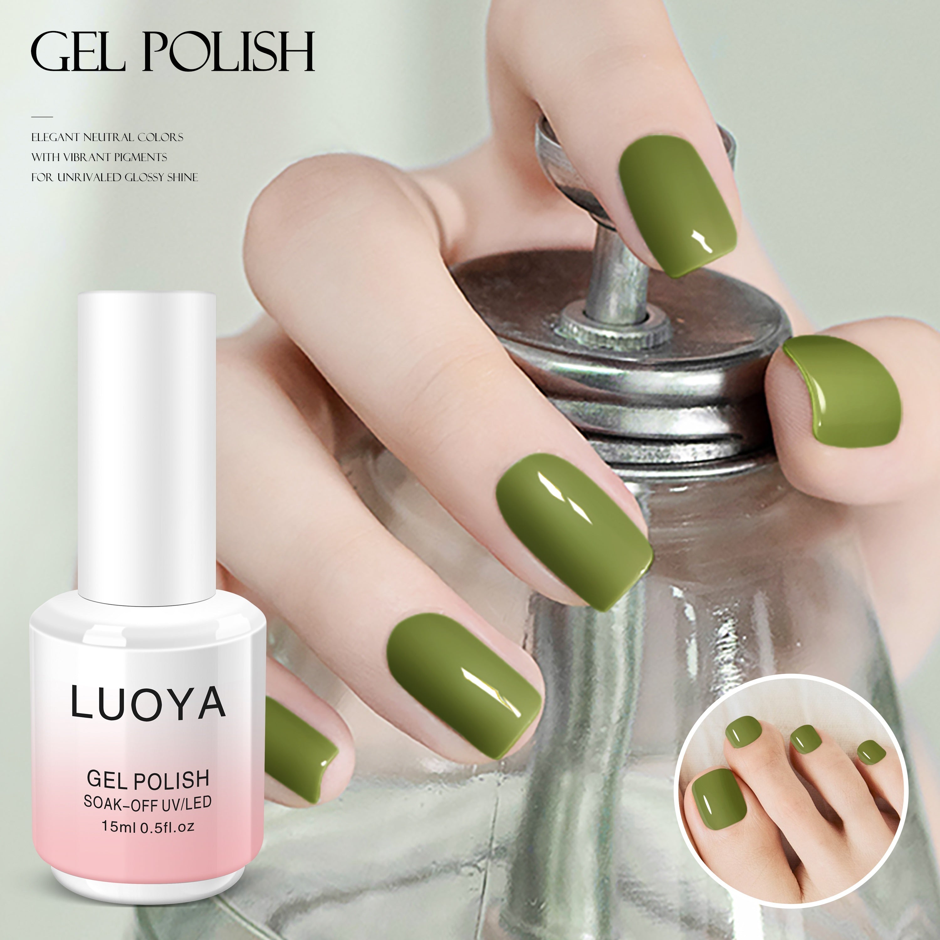 Gel Nail Polish 15ml Solid Gel Soak Off for Nails Spring Summer Pink Purple Green