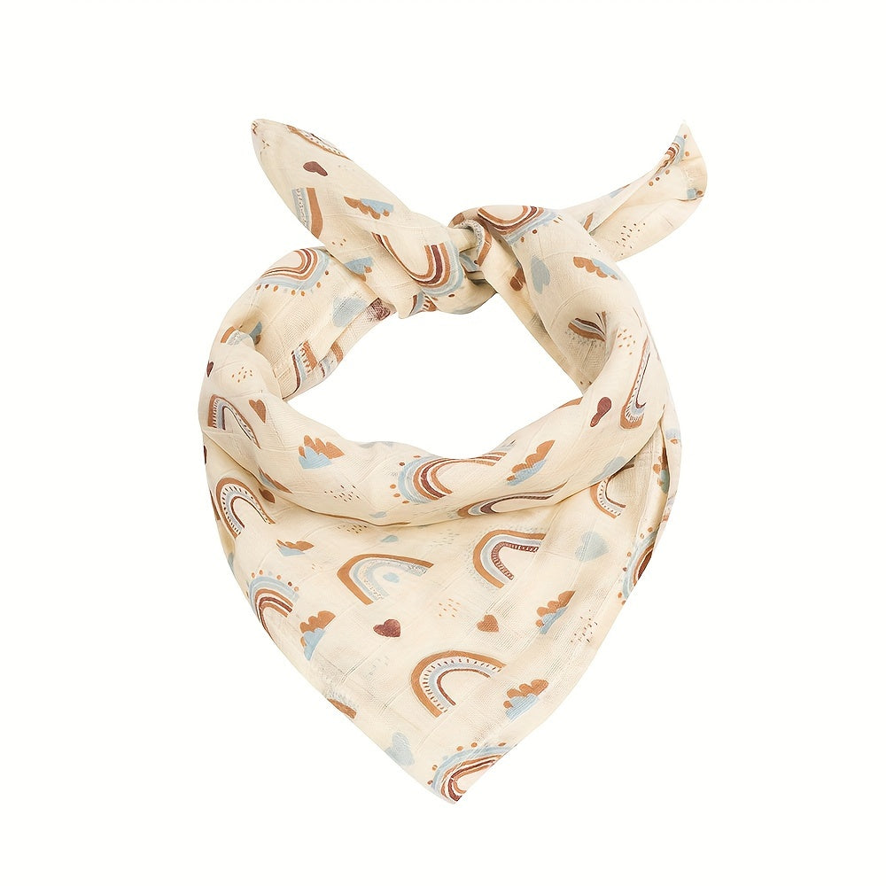 Juego de 4 mantas de muselina con arcoíris y sol para bebé con baberos de alimentación de bambú y paños para eructar