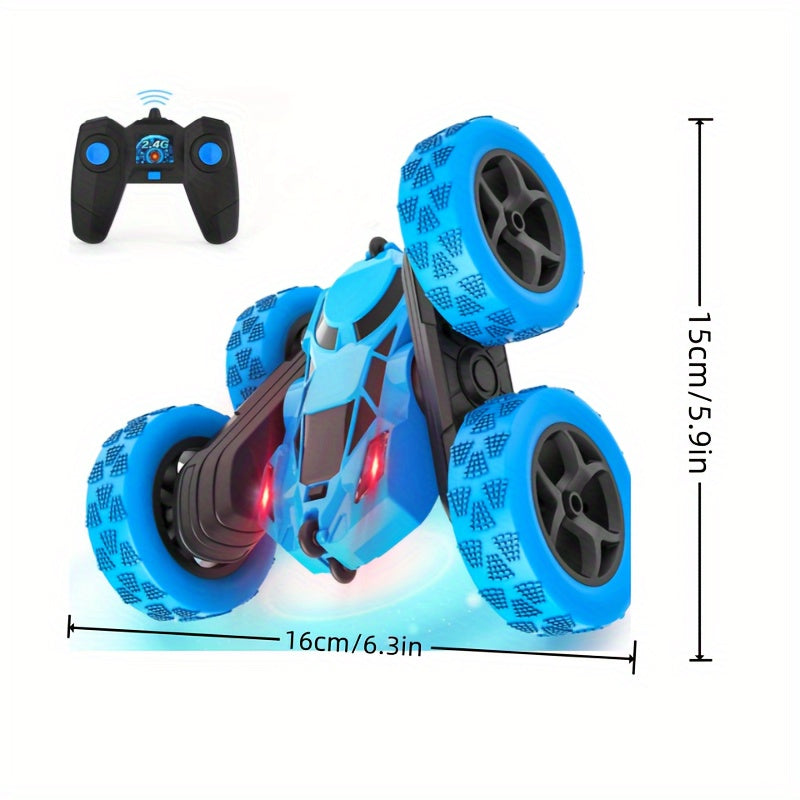 Coche de acrobacias RC para niños de 2.4GHz, rotación de 360°, 4WD, faros LED, batería recargable