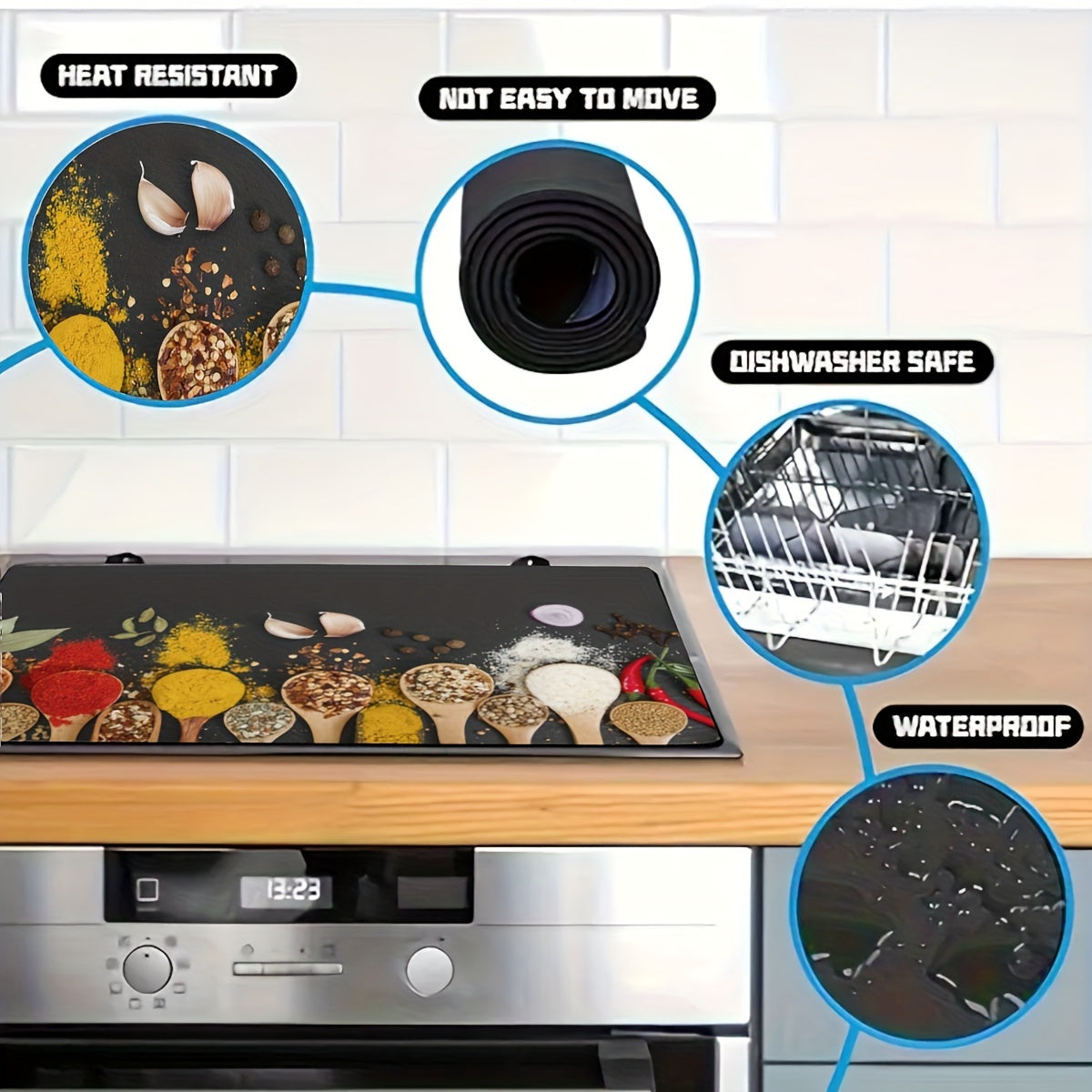 Durable Kitchen Stove Top Cover 72x52cm Protects Electric and Glass Cooktops