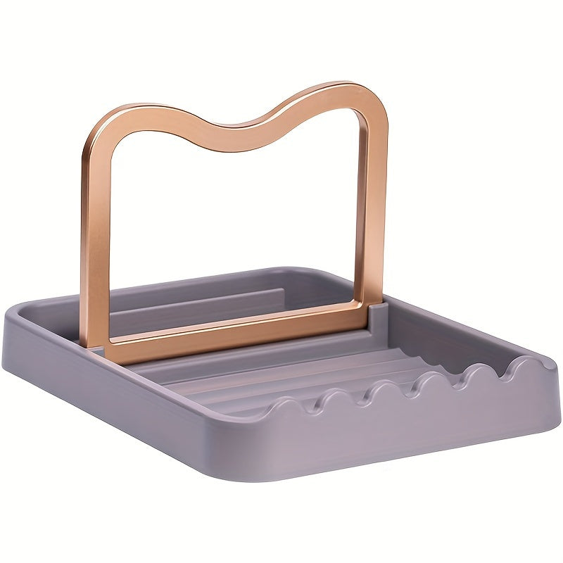 Foldable Kitchen Utensil Holder with Lid Stand, Plastic Organizer for Cooking Spoons and Spatulas