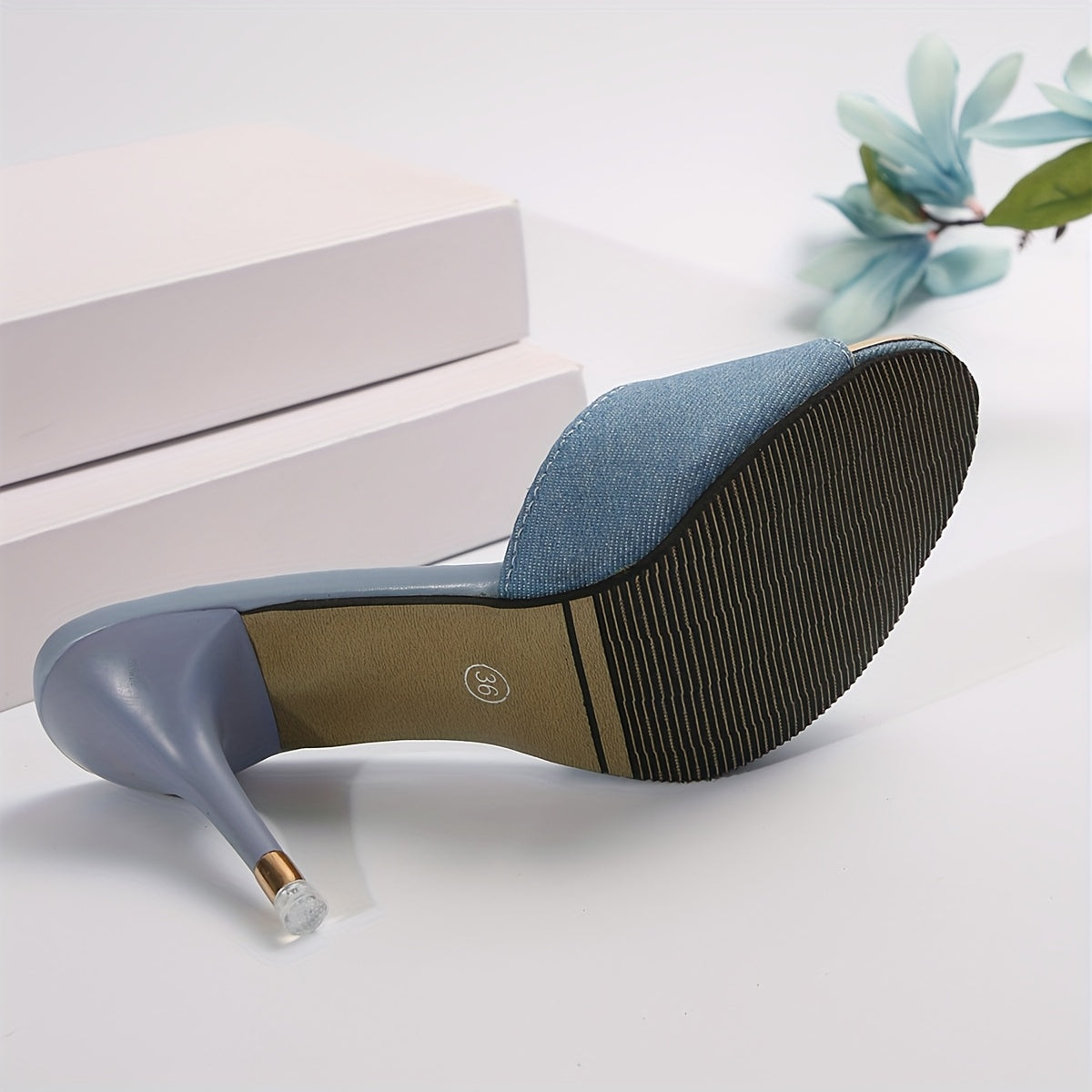 Ayollar uchun ko'k rangli strapli yuqori heelsli sandallar ochiq barmoqli yozgi partiya to'y