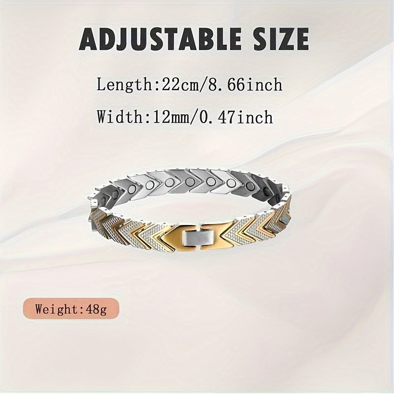 Erkaklar va ayollar uchun sozlanadigan zanglamaydigan po'latdan yasalgan magnit taqich, gipoallergik, qattiq dizayn