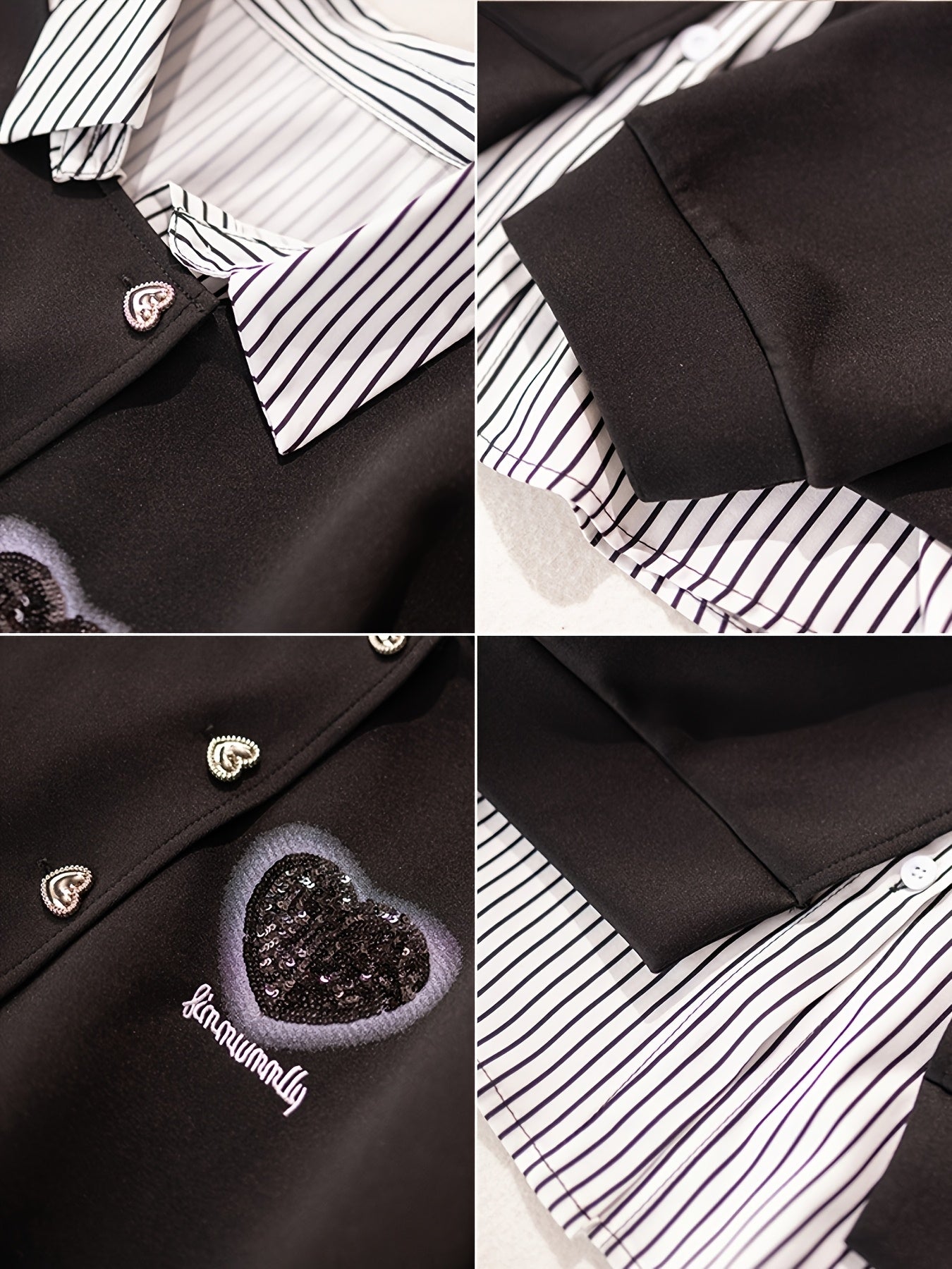 Women's Striped Patchwork Polo Collar Sweatshirt for Spring Flattering Fit