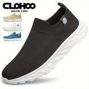 Zapatillas slip-on de punto transpirable para hombre, negras, para correr, senderismo y uso casual