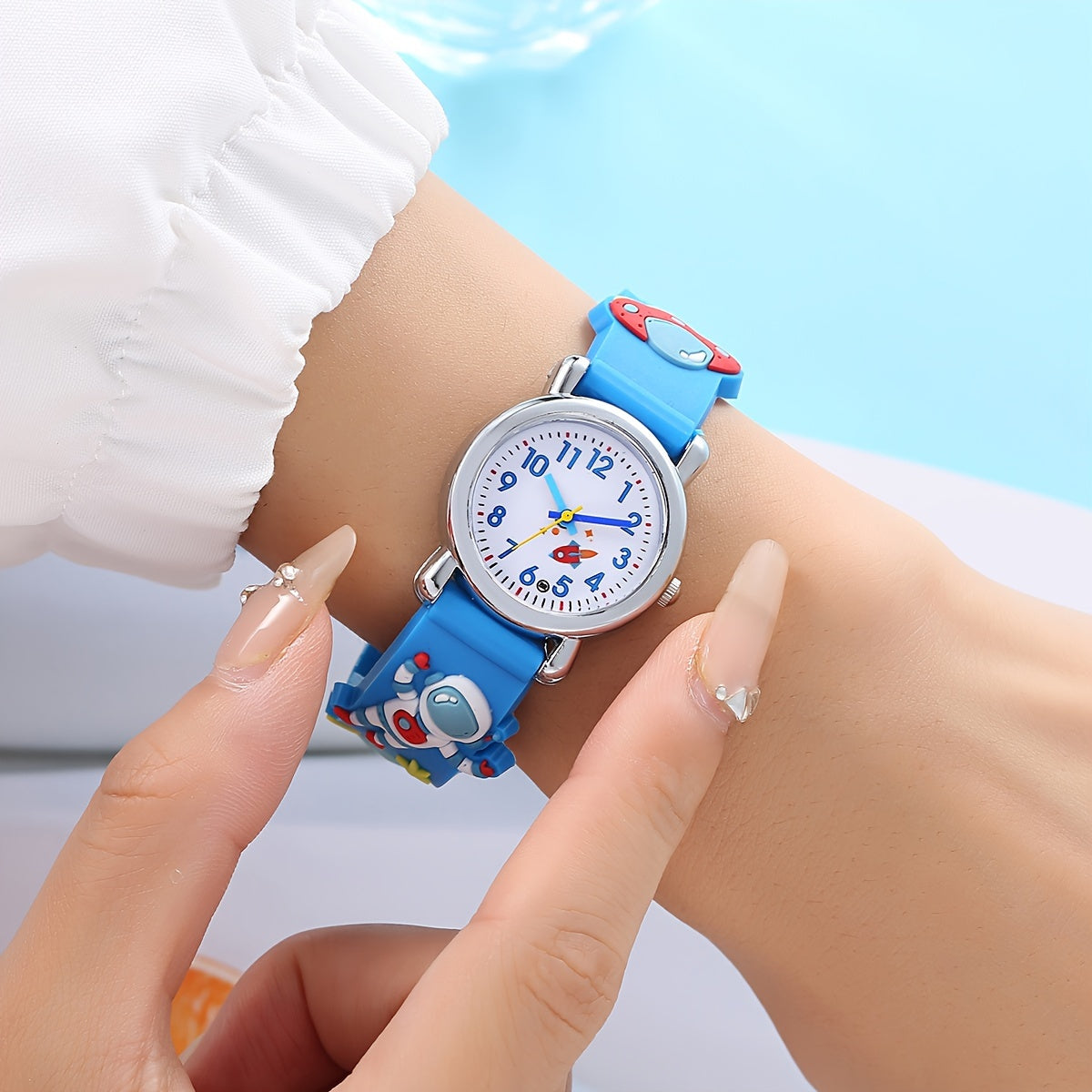 Kids' Astronaut and UFO Quartz Watch Silicone Band Non-Waterproof Blue