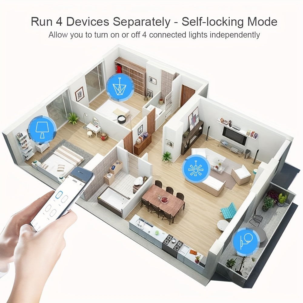 Smart WiFi Switch 4-Channel Compatible with Alexa Google Home RF Remote Control Tuya App