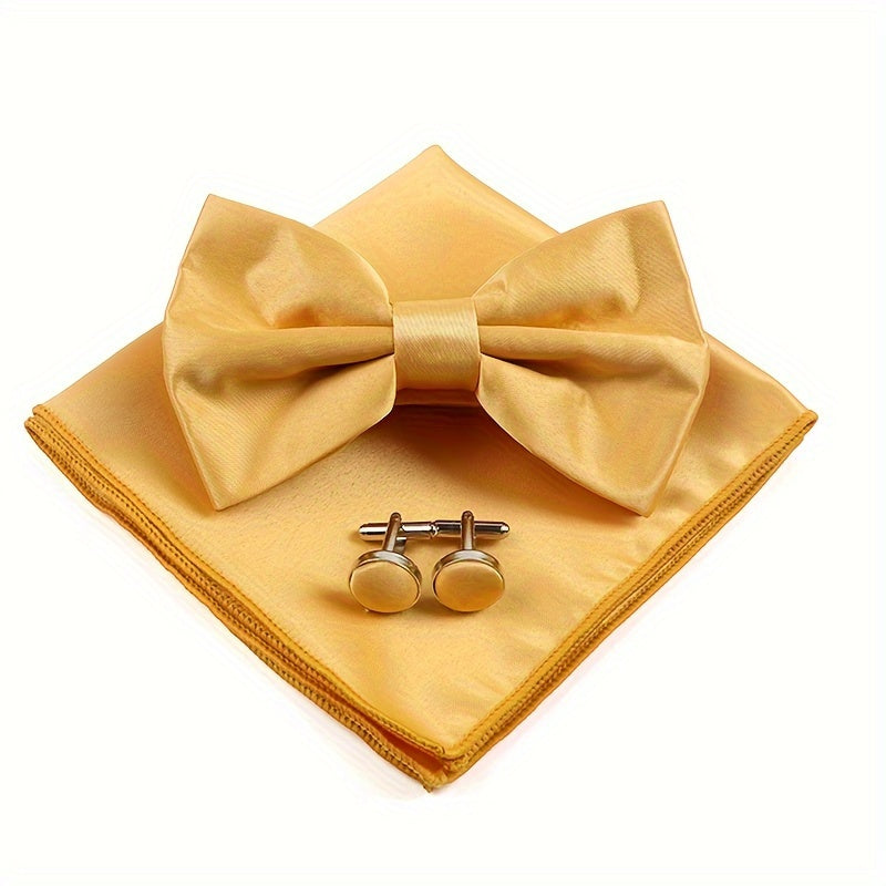 Мужской набор аксессуаров: квадратный шарф, бабочка, запонки, свадебный подарок