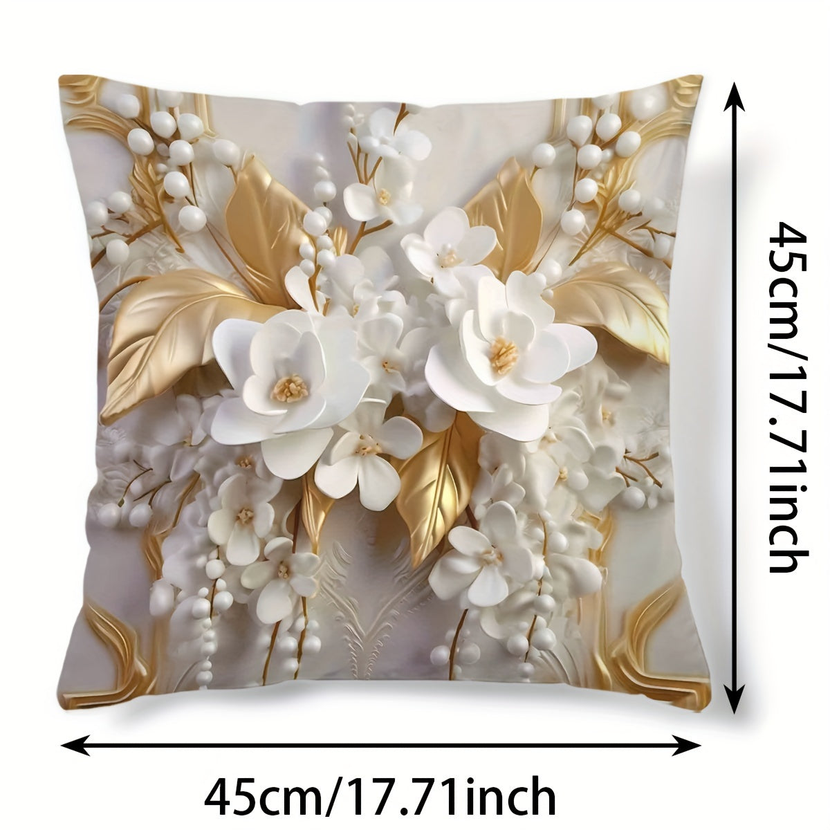 3D Floral Print Cushion Cover 18x18 Inches Home Decor