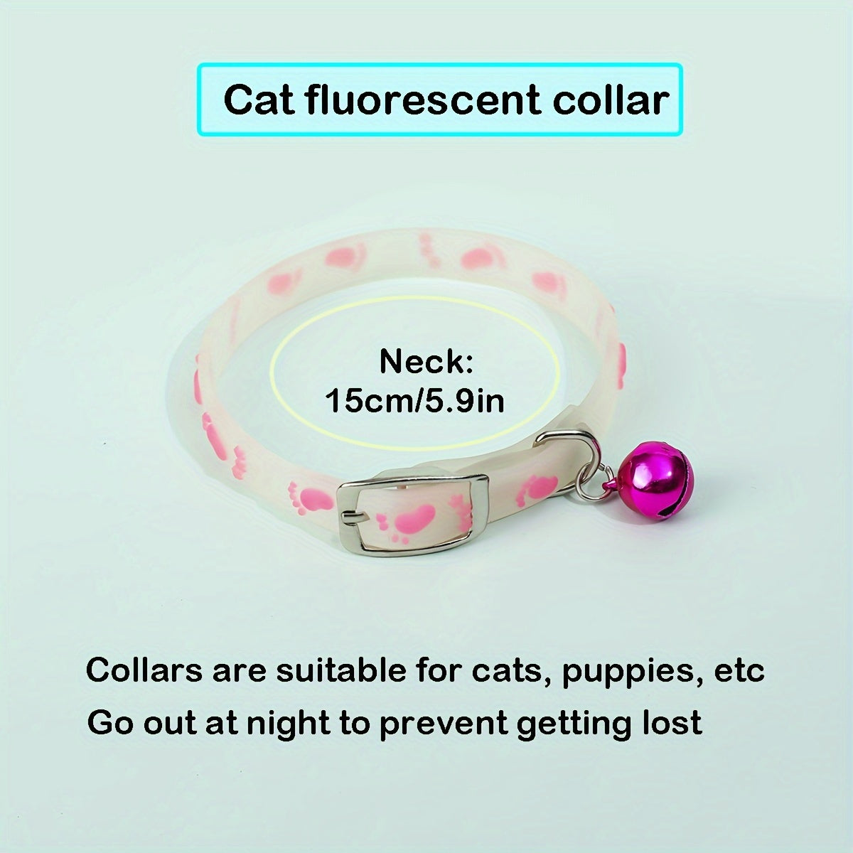 8-Pack Cartoon Silicone Cat Collars with Glow-in-the-Dark Bell Reflective Safety Adjustable Small Pets